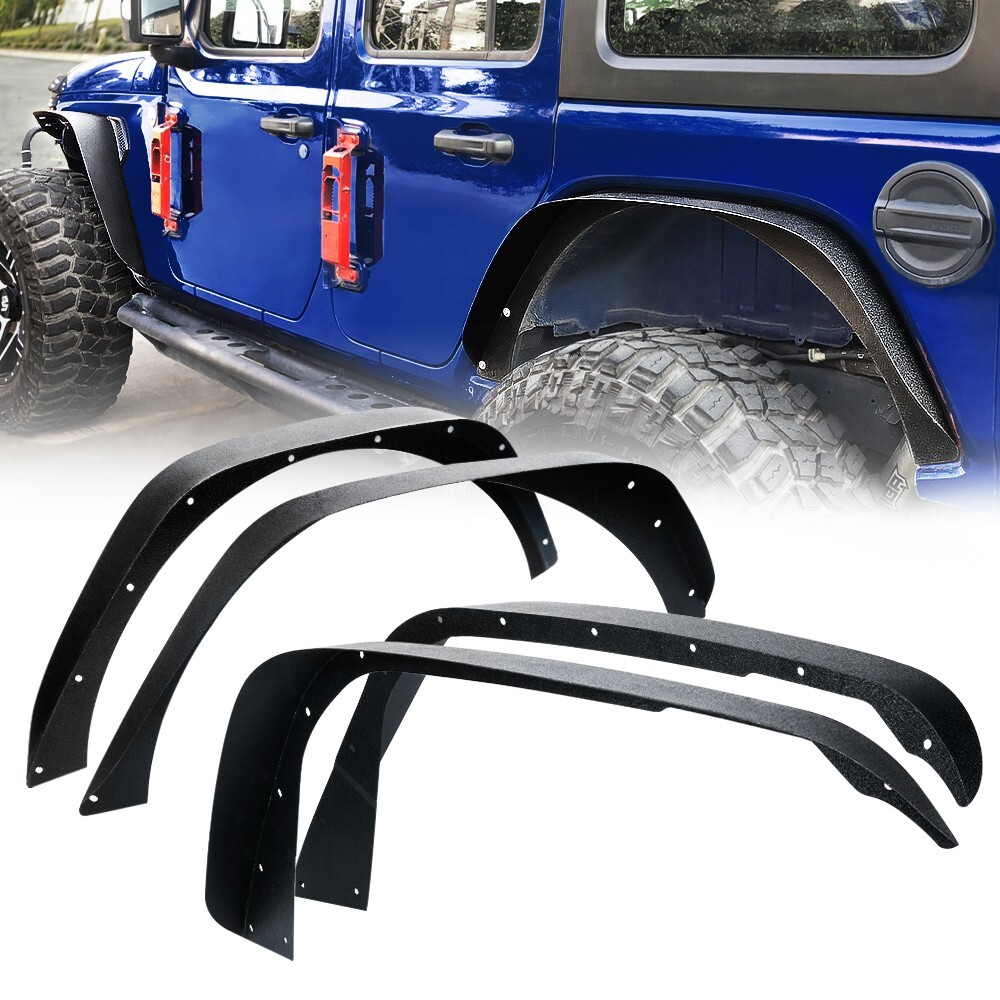 Xprite Front Rear Fender Flares Textured Steel for 2018-2024 Jeep Wrangler JL
