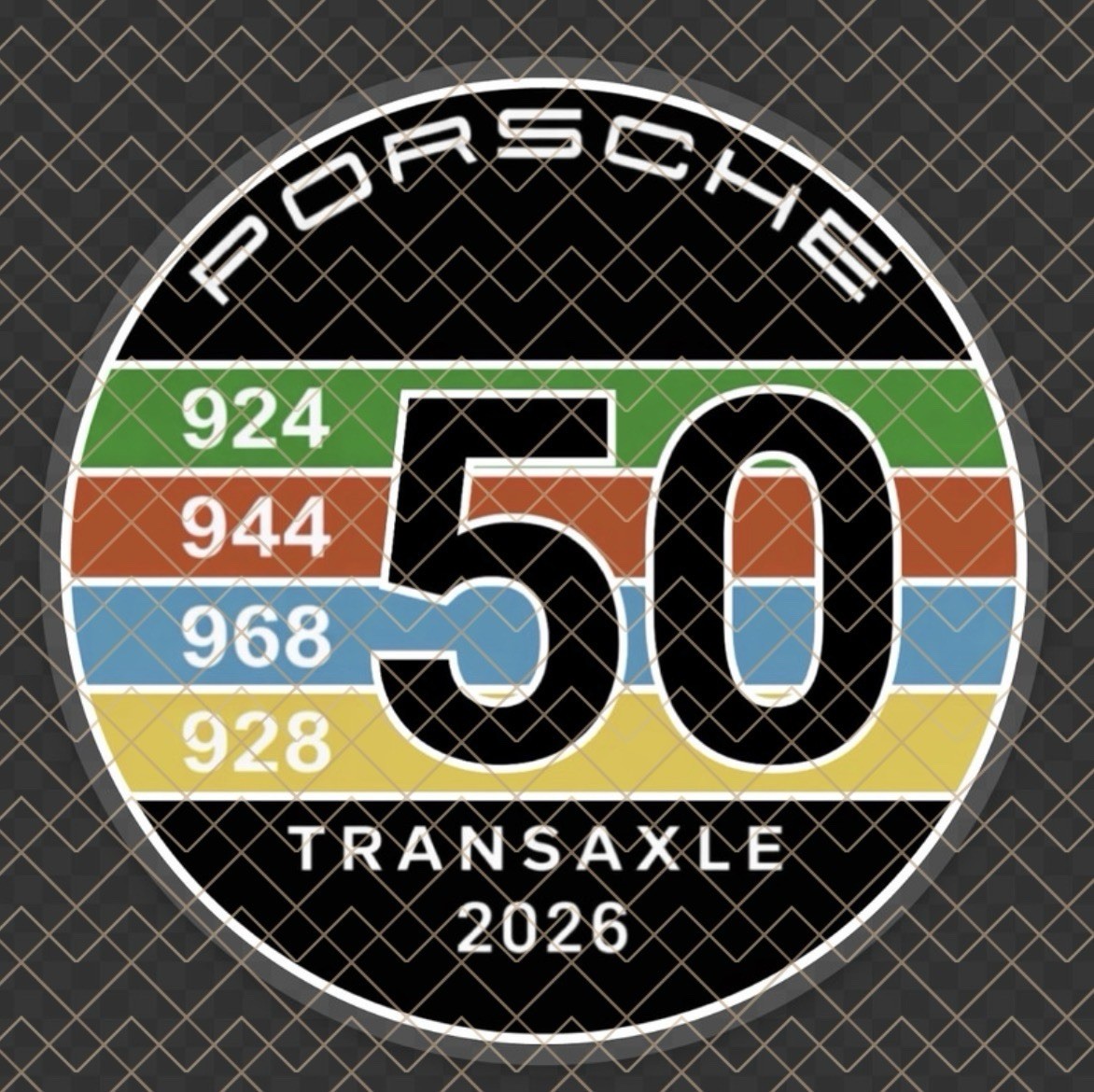 Porsche Transaxle 50th Anniversary Sticker Inside Glass Window 924 928 944 968