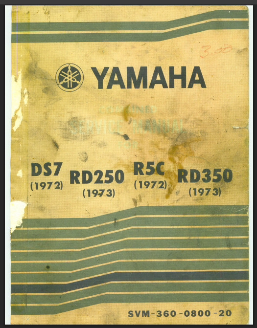 1972-1973 Yamaha DS7 RD250 R5C RD350 Service Manual 113 pages