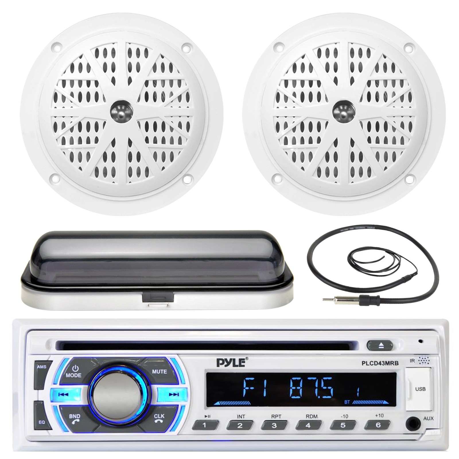 PLCD43MRB Pyle Bluetooth USB Radio, Antenna, Cover, 4\