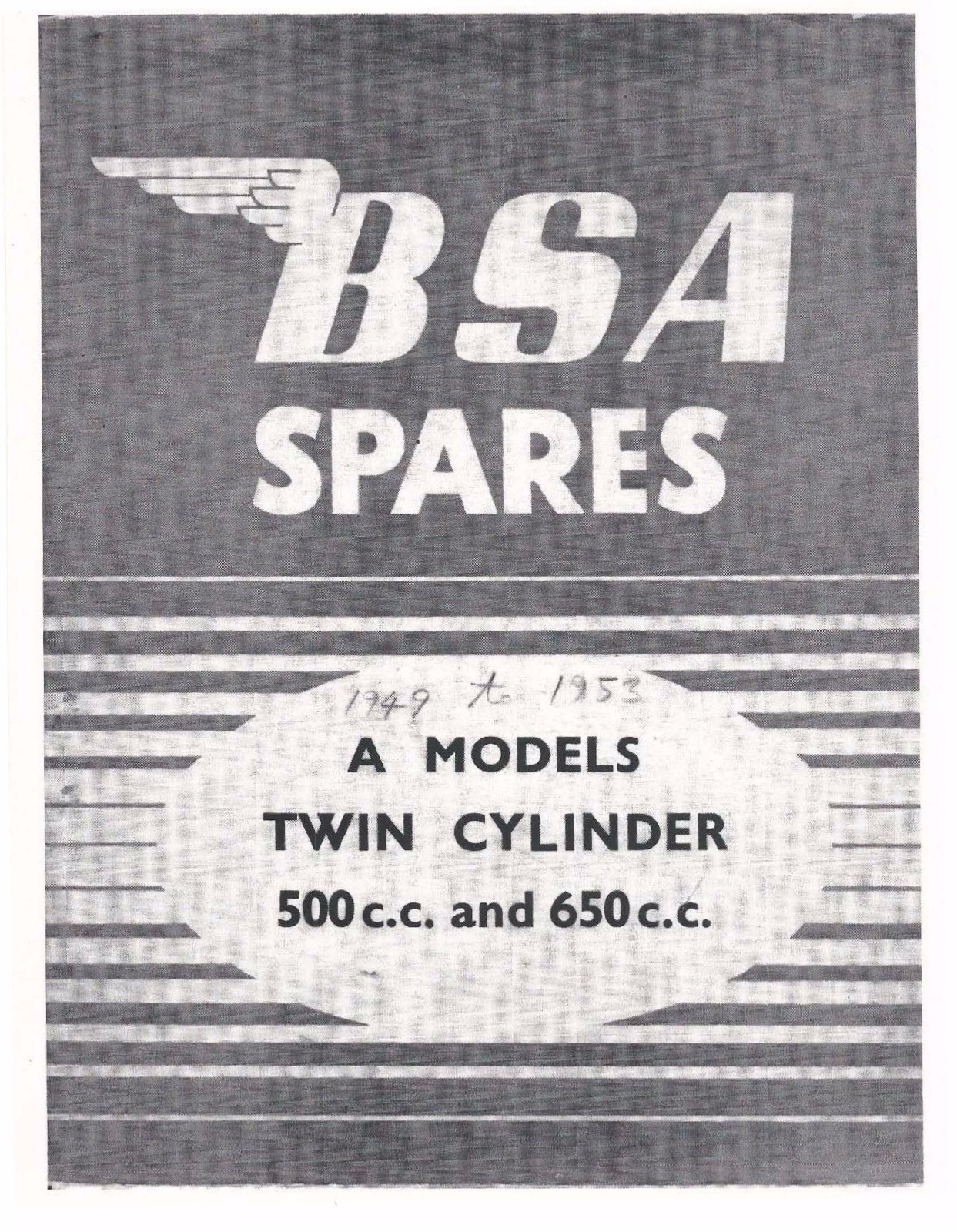 BSA Parts Manual Book 1949, 1950, 1951, 1952 & 1953 Star Twin 500cc Spring Frame