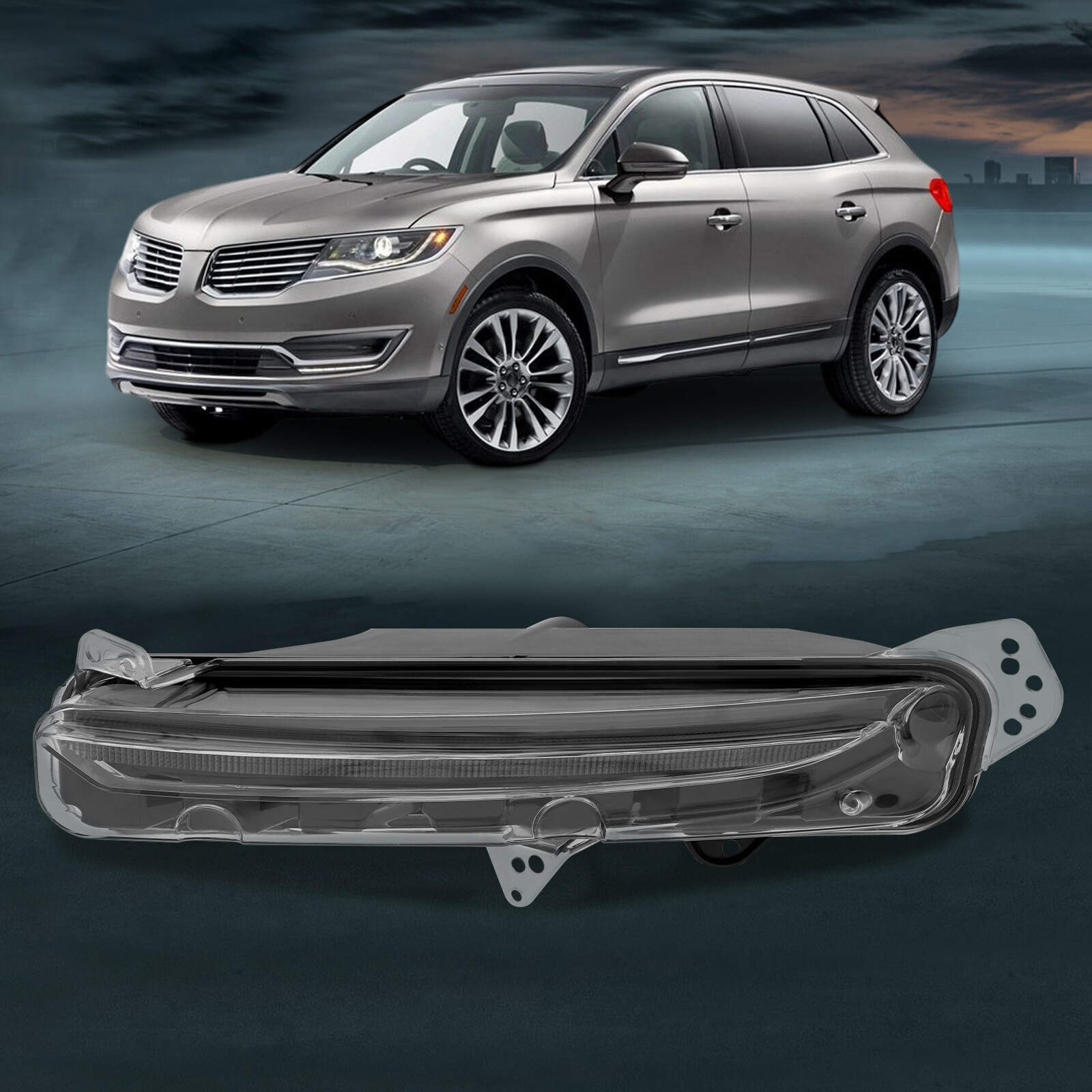 For 2016-2017 Lincoln MKX Left LED Fog Light FA1Z13200D Clear Lens Black PC+ABS
