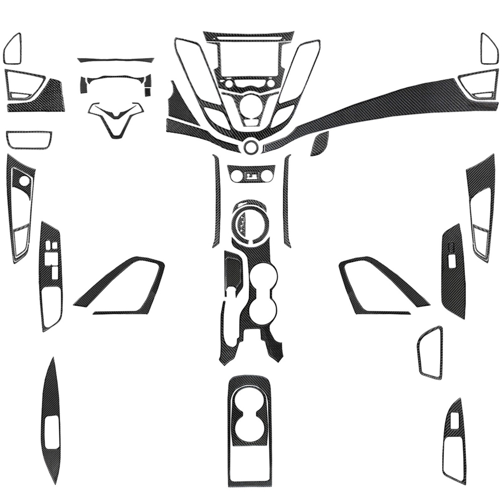 60Pcs Real Carbon Fiber Kits Full Interior Cover Trim For Hyundai Veloster 12-17
