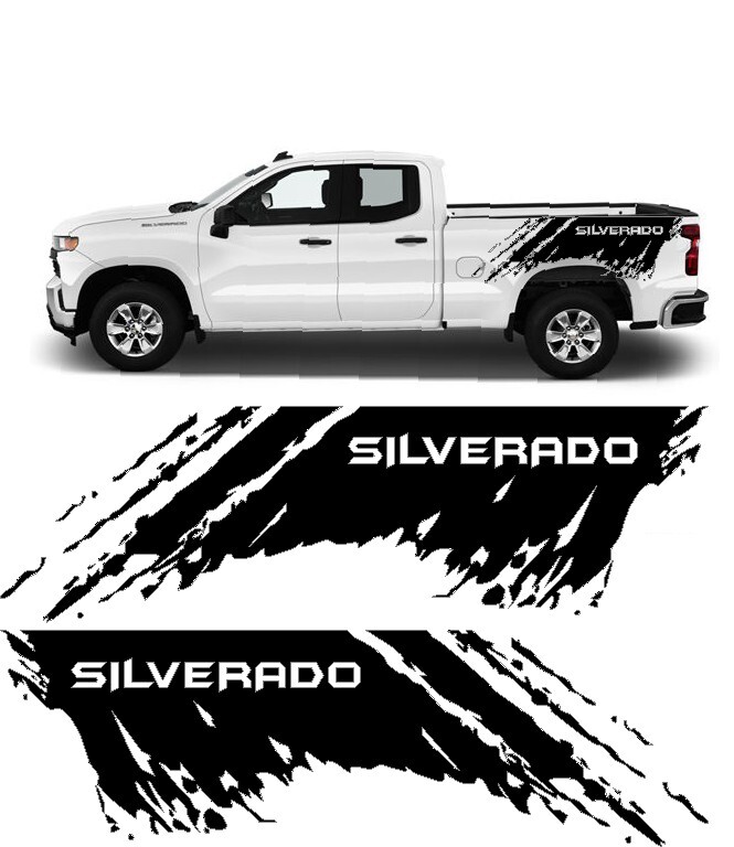 Chevy Silverado  Side Bed VINYL DECAL STICKER GRAPHIC X2 LARGE MUD SPLASH 