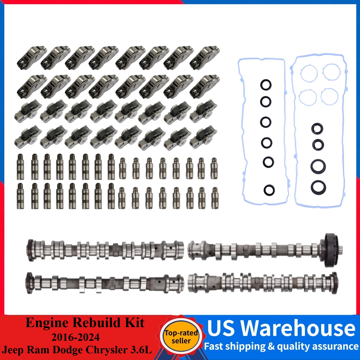 3.6L Cam Rocker Arms Lifter Kit For Jeep Wrangler Grand Cherokee Pentastar 16-24