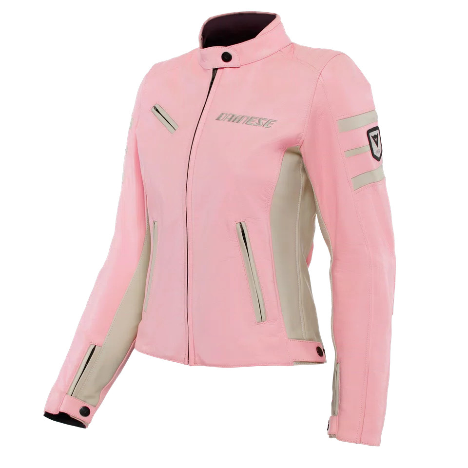 Dainese Lola 5 Women\'s Pink Leather Motorcycle Jacket CE Armor