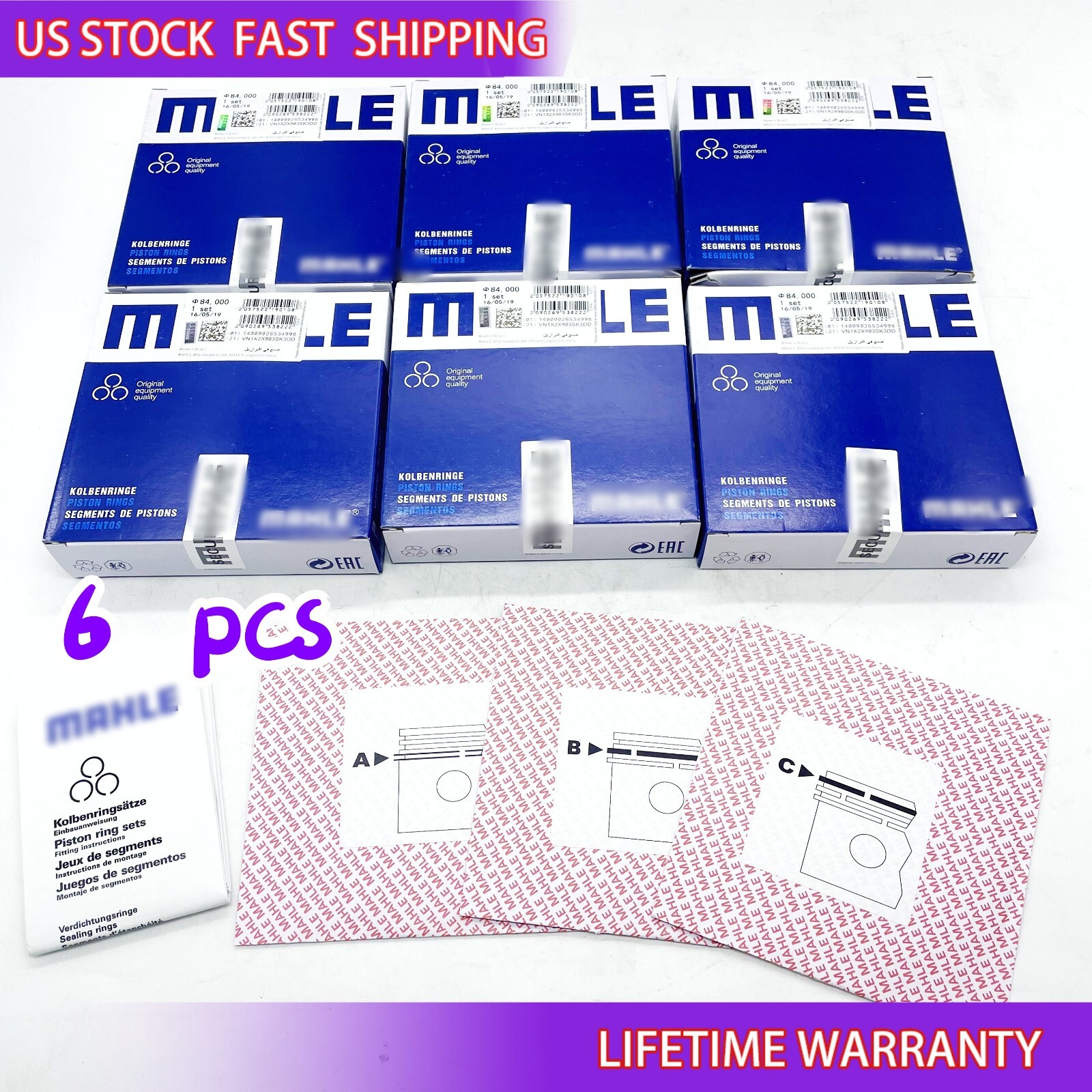 6pcs STD Piston Rings Set Φ84mm for BMW 335d 535d E90 E91 F10 F11 N57D3.0 Diesel