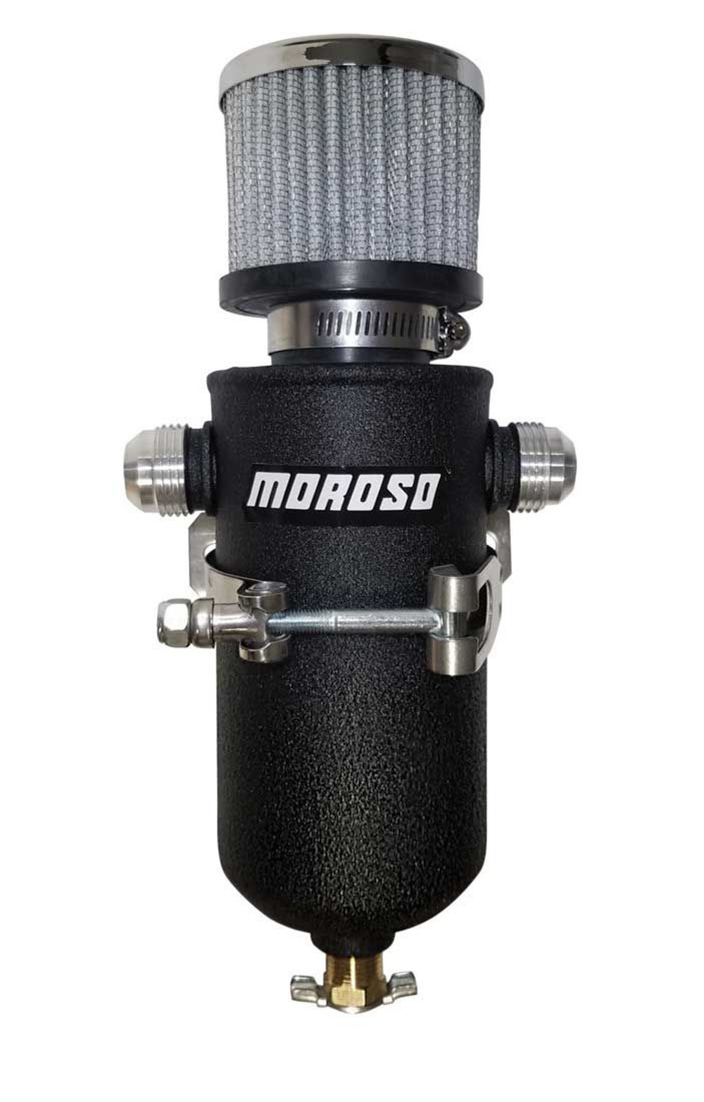 Moroso for 10AN Male Fittings Catch Can Breather Tank - Black Powder Coat