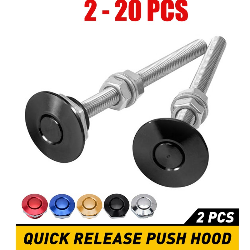 Release 2-20X Quick Push Button Hood Car Bonnet Pin Lock Latch Bumper Clip Black