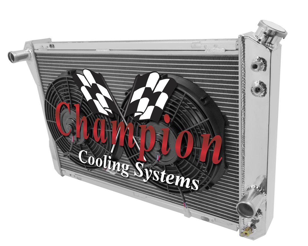 1982 - 1992 Chevy Camaro 3 Row Advanced Champion Aluminum Radiator w/ 2 12