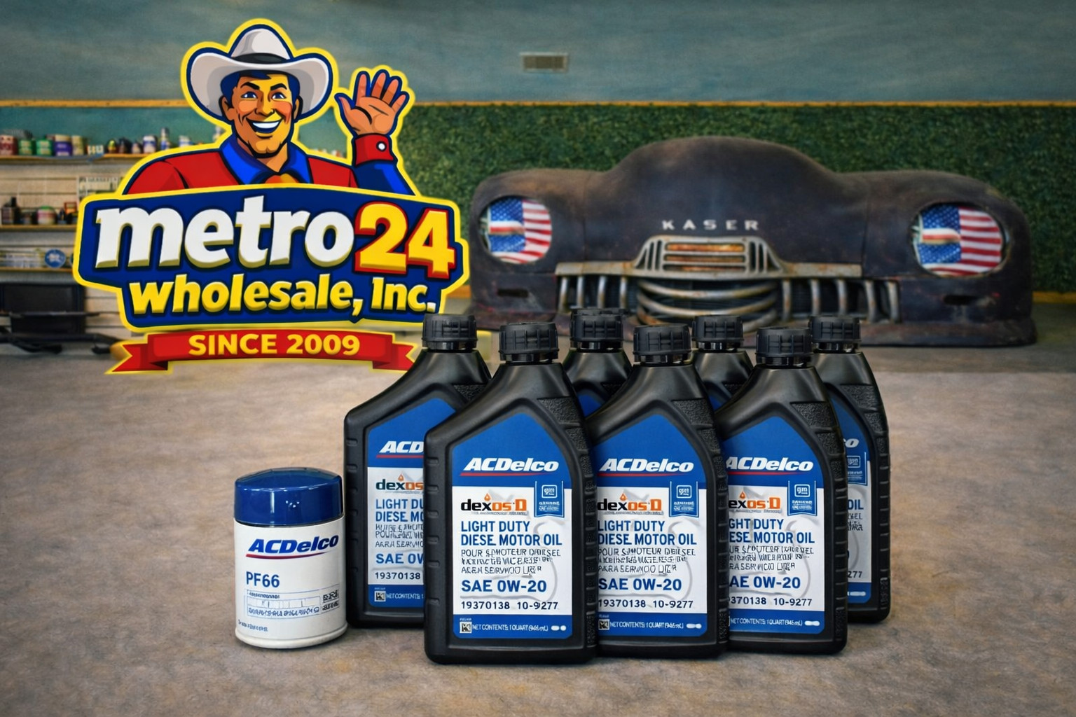 AC Delco DexosD (7) 0w-20 10-9277 Light Duty Diesel Engine Oil and (1) PF66