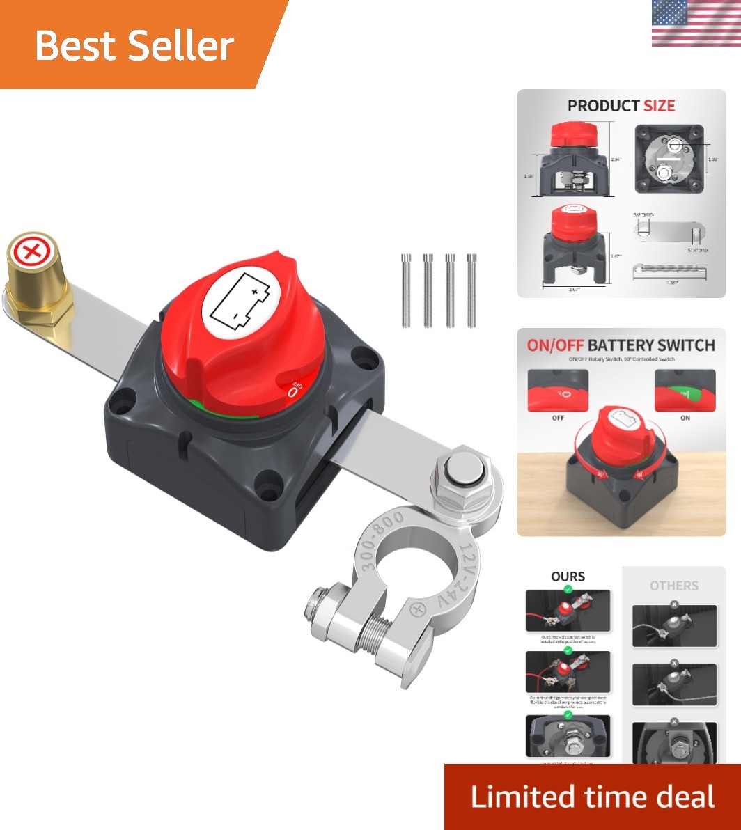 Battery Disconnect Switch 12V-48V 275A Waterproof Marine Car RV Boat ATV UTV