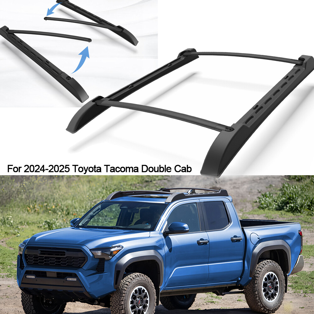 For 2024 2025 Toyota Tacoma Double Cab Top Roof Rack + Cross Side Rails Bars Set
