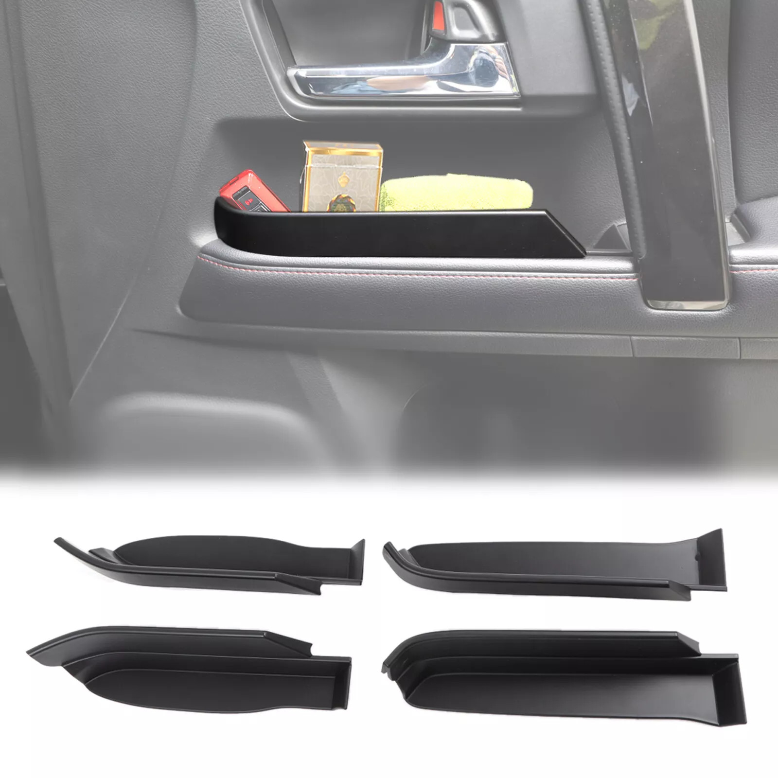 4pcs Interior Door Handle Storage Box Organizer Tray for 4Runner 2010-2022 Black