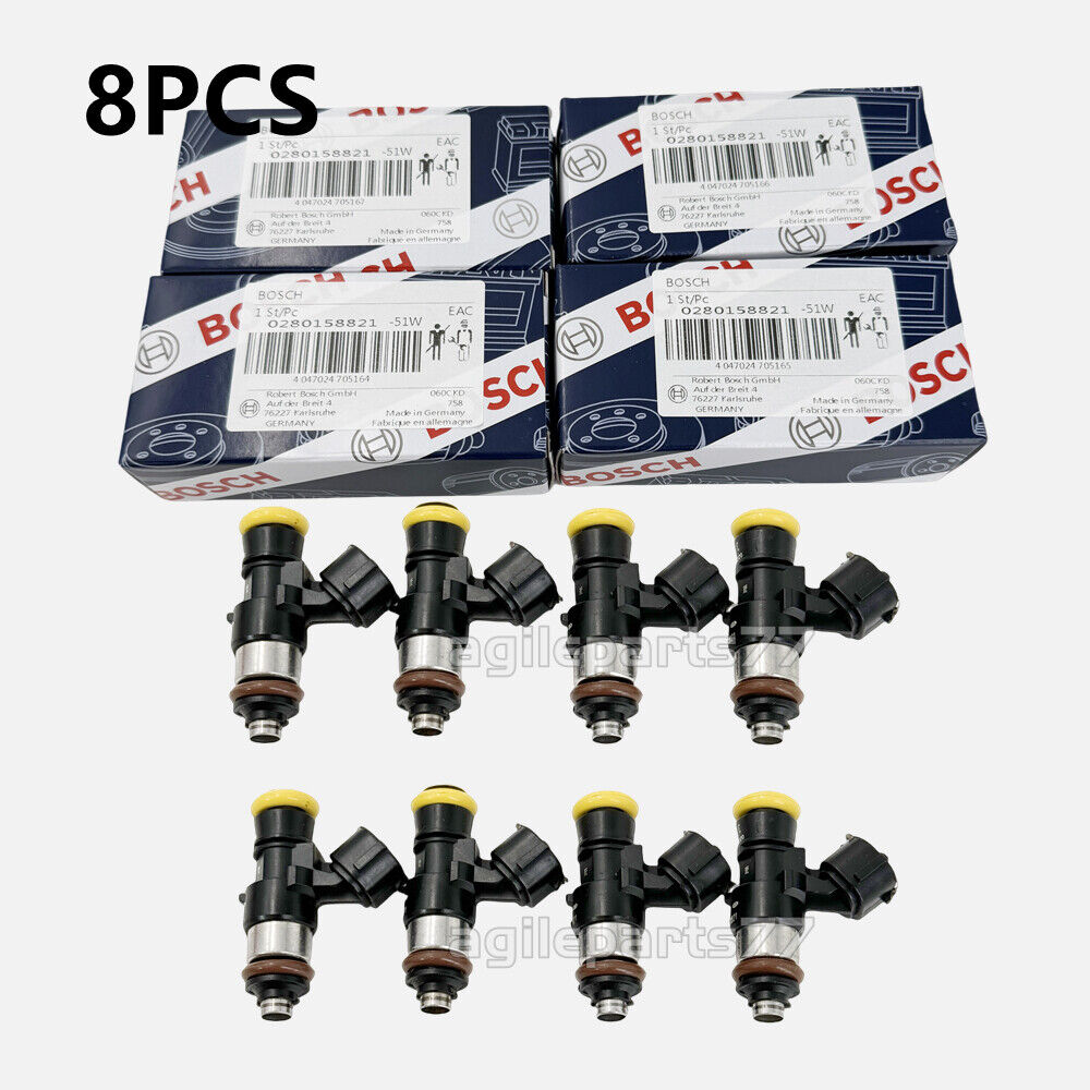 8PCS High Impedance Fuel Injectors 0280158821 For Bosch 210lb 2200cc EV14 NEW