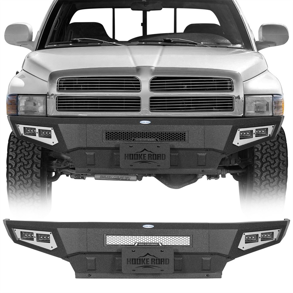 Full-Width Front Bumper Fit 1994-2002 Dodge Ram 1500/2500/3500 w/ Skid Plate
