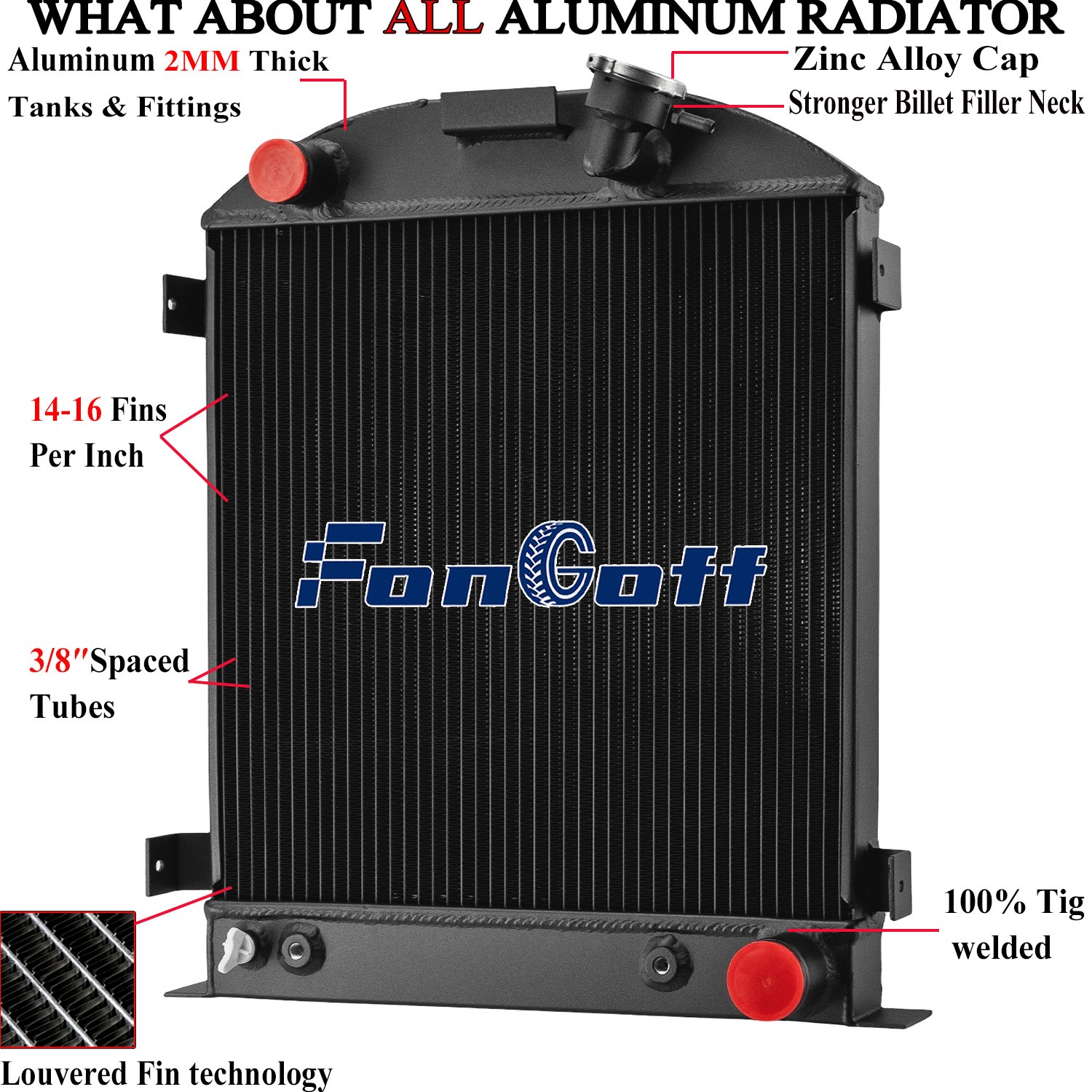 For 1930 1931 1932 Ford Model A Hi-Boy Chevy V8 3 Rows Full Aluminum Radiator