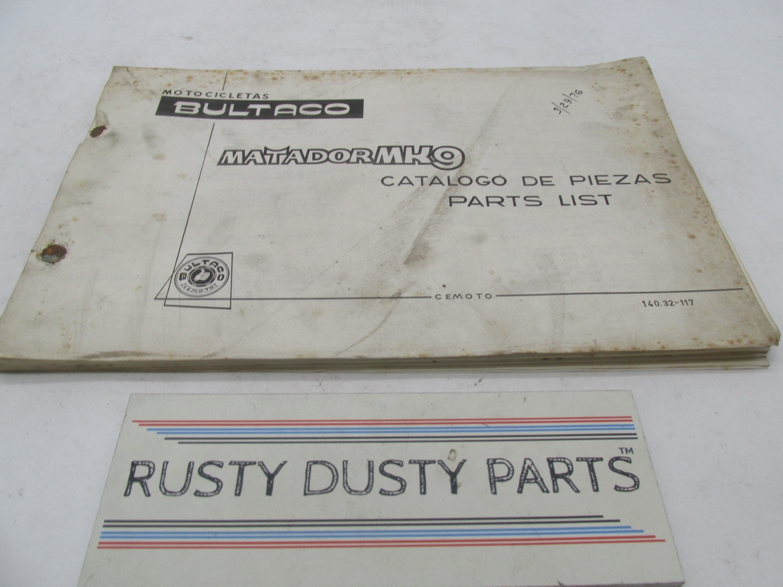 Bultaco Factory 1976 Matador Mk9 Motorcycle Catalog Parts List Book 140.32-117