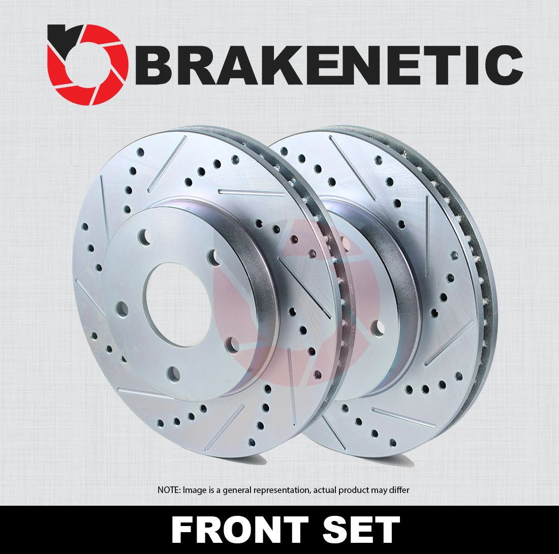 FRONT SET BRAKENETIC Sport Drilled Slotted Brake Disc Rotors BNS33093.DS