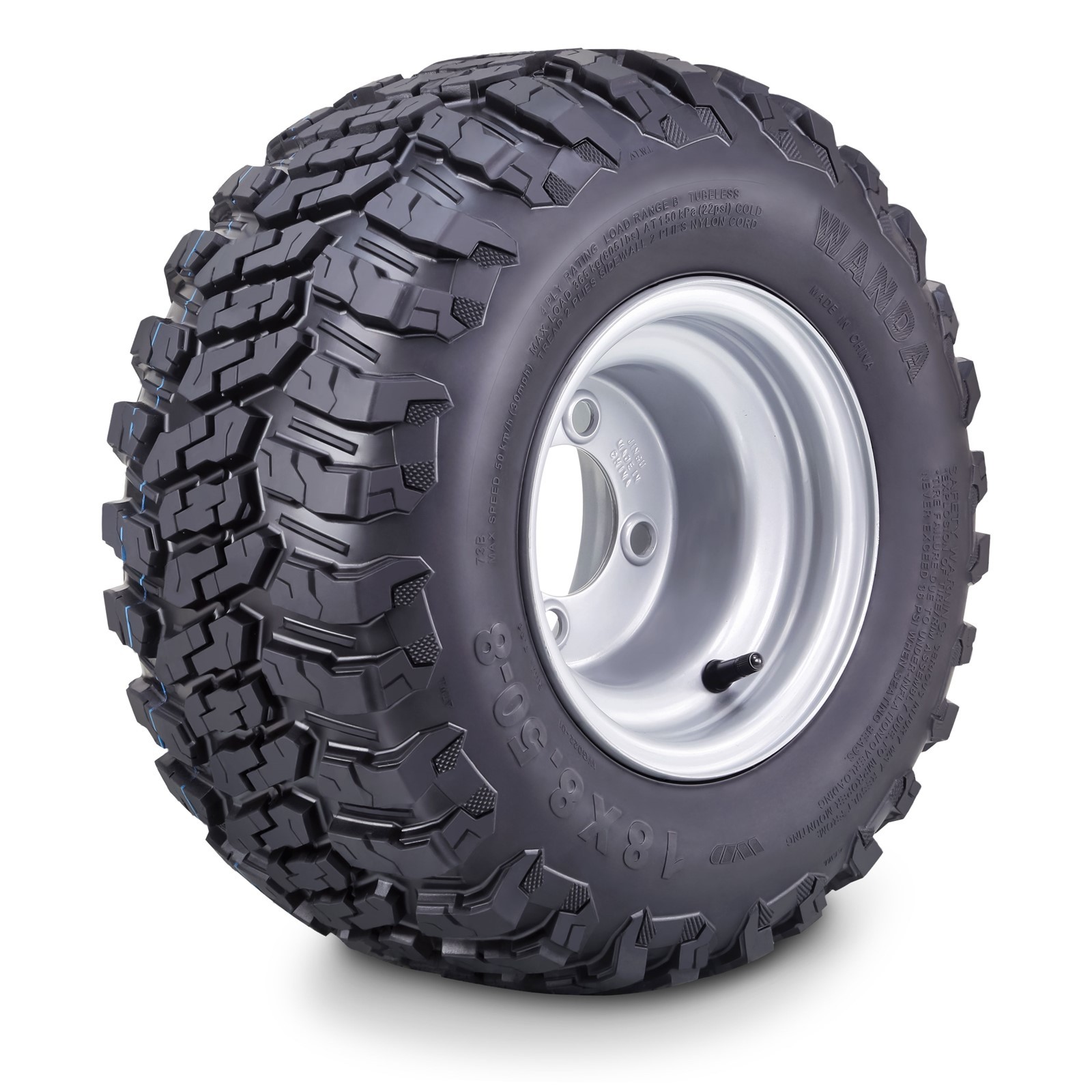 WANDA All Terrain Golf Cart Tire & Wheel 18X8.5-8 with 5X4.5\