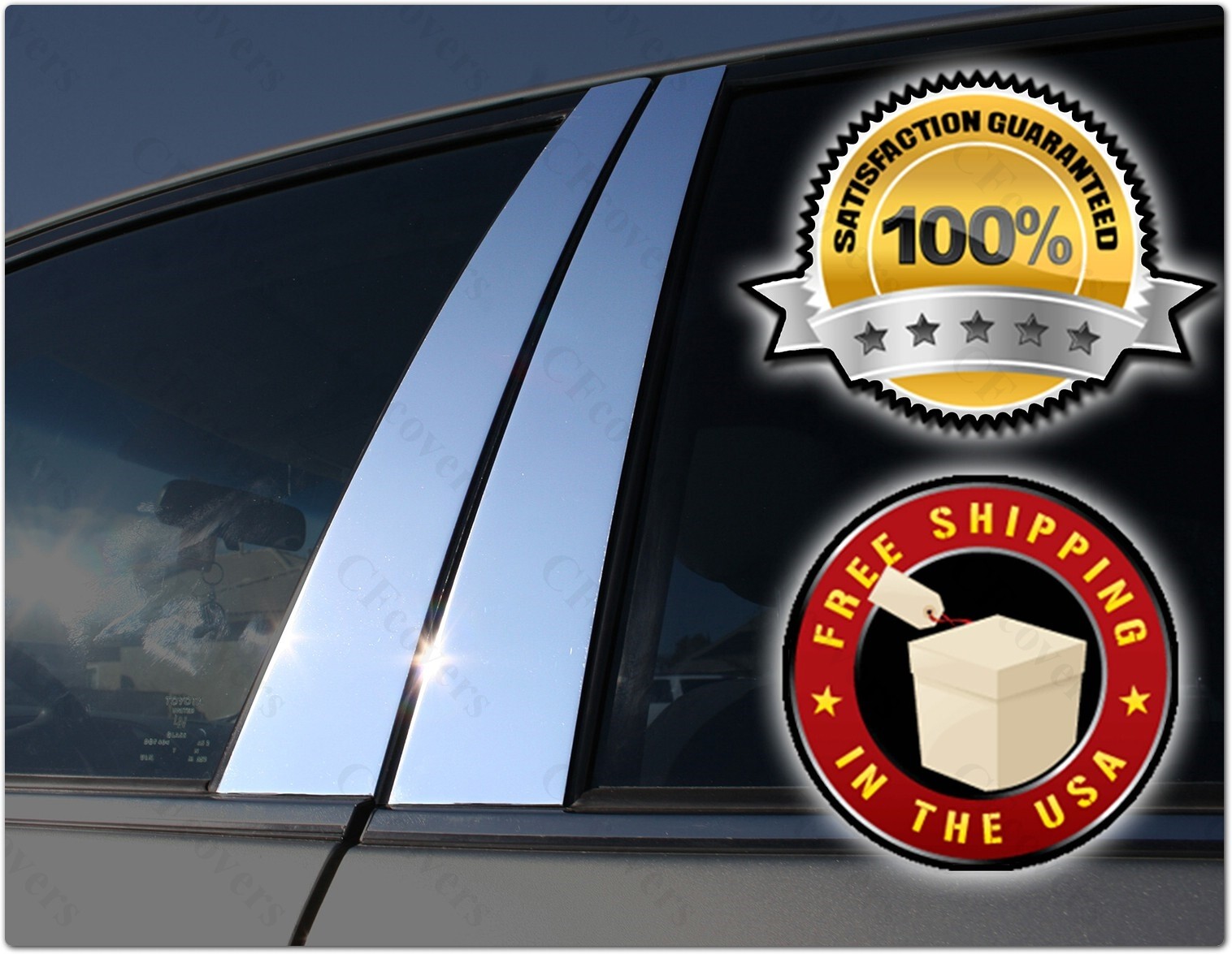 CHROME Pillar Posts for Mercedes C-Class 08-14 (Sedan) W204 6pc Door Mirrored