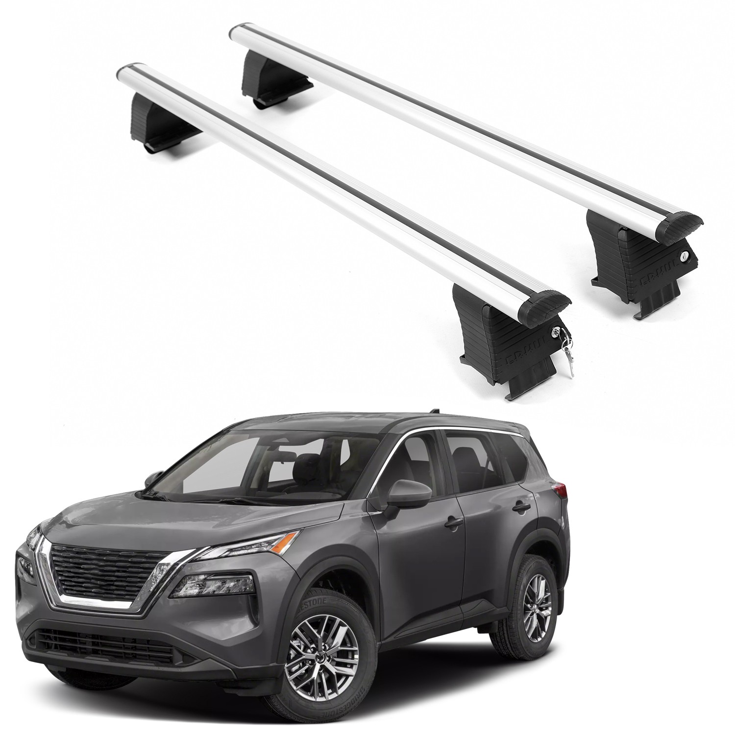 Open Box Roof Rack Crossbars For NISSAN ROGUE 2021-2026 Naked Roof Silver