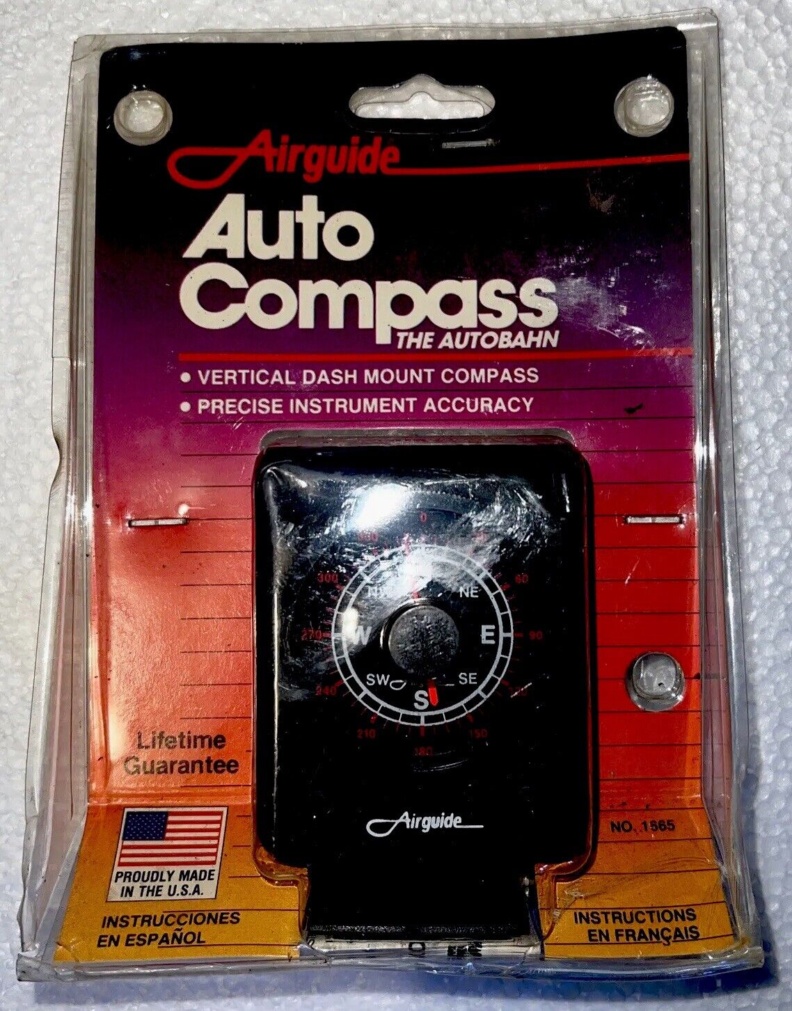 Airguide Auto Compass Rare The  Autobahn Vertical Dash Mount New Old Stock