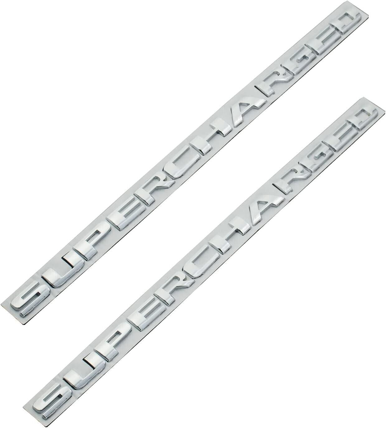 Chrome Supercharged Letters Emblem Badge Sticker Nameplate -2Pc