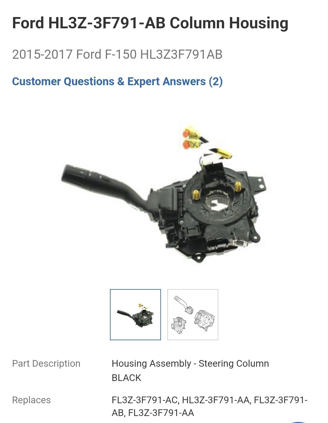 Genuine Ford 15-17 F-150 Steering Column Housing Assembly HL3Z-3F791-AB