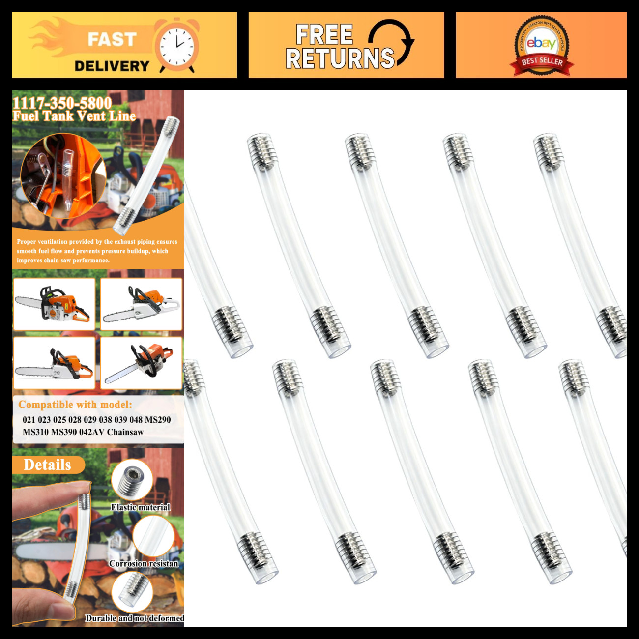 10Pcs Fuel Tank Vent Line 1117-350-5800 | Durable, High-Quality Replacement Part