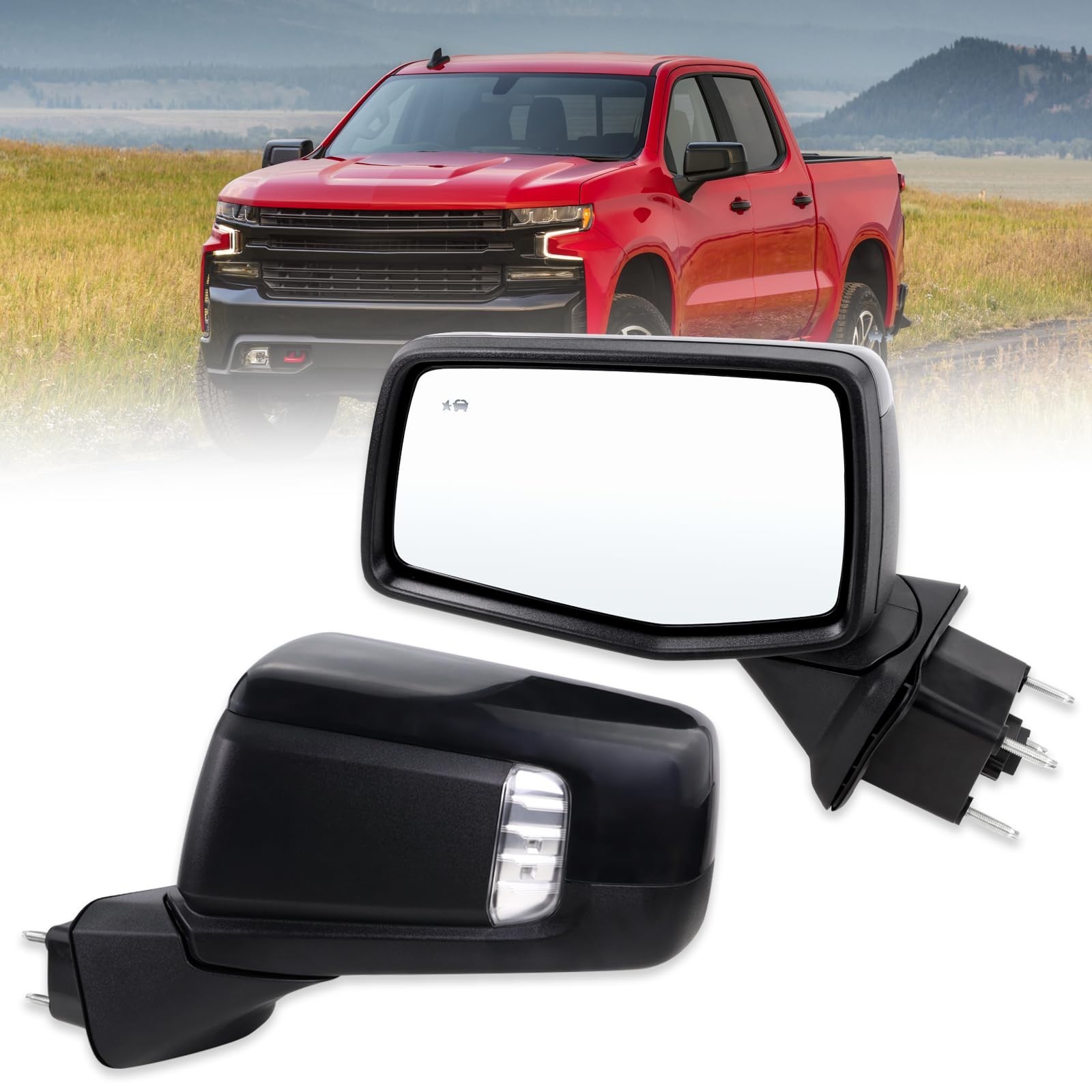 Left Side Fits : 2019 -2025 Chevy Silverado 1500 With Power Glass Manual Folding Left Side Fits : 2019 -2025 Chevy Silverado 1500 With Power Glass Manual Folding