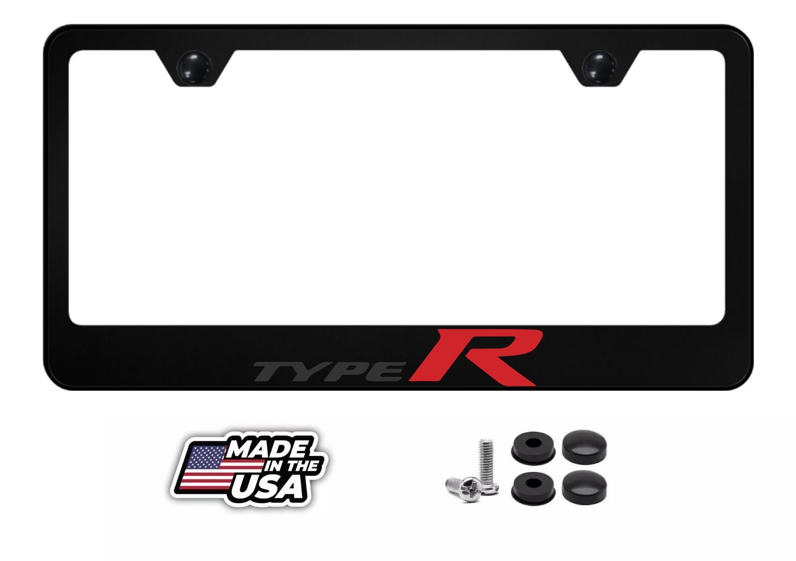 Type R Honda Civic License Plate Frame | Black | Sport Racing | Premium Metal