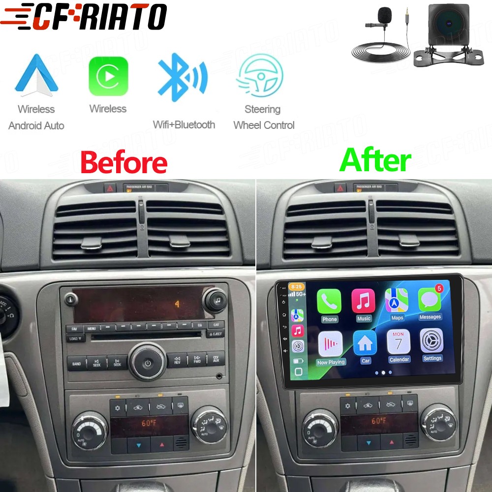 For Saturn Aura 2007 2008 2009 Android 15 Carplay Car Stereo Radio GPS Navi Cam