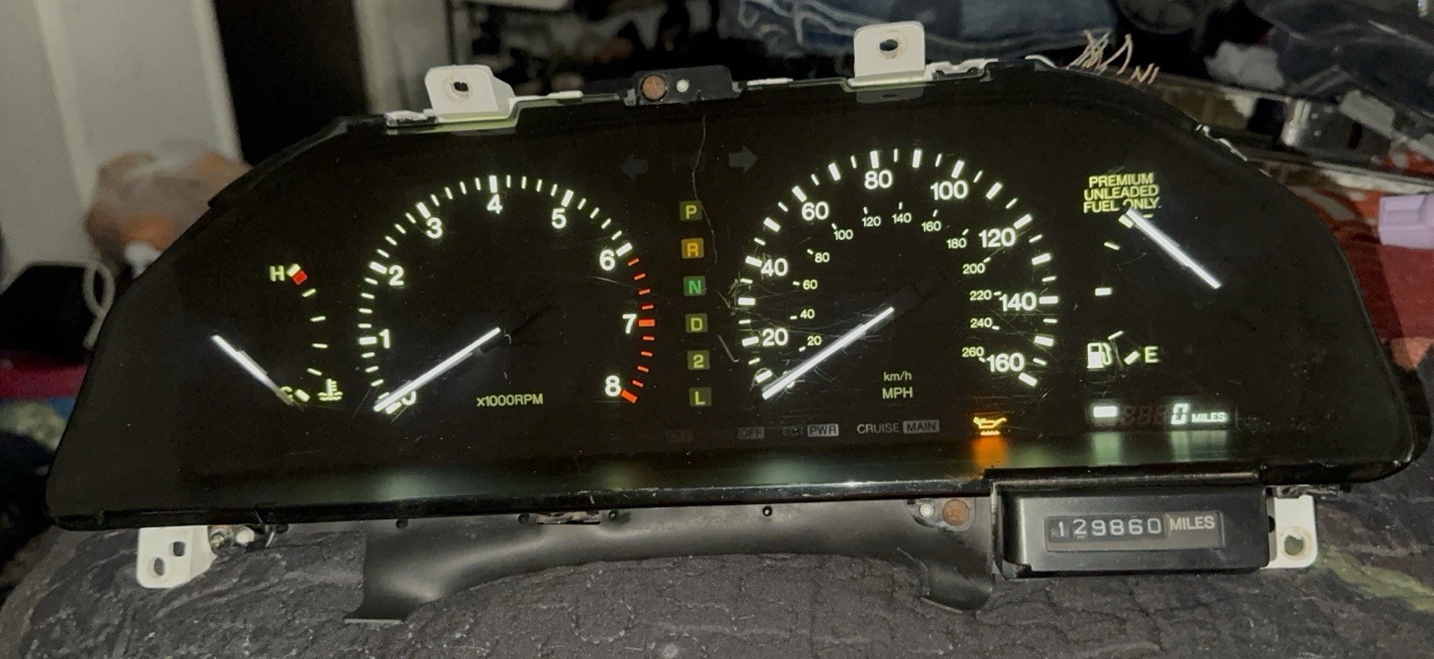 1990-1992 LEXUS LS400 USED INSTRUMENT CLUSTER P#83010-50021 KM/H Speedometer