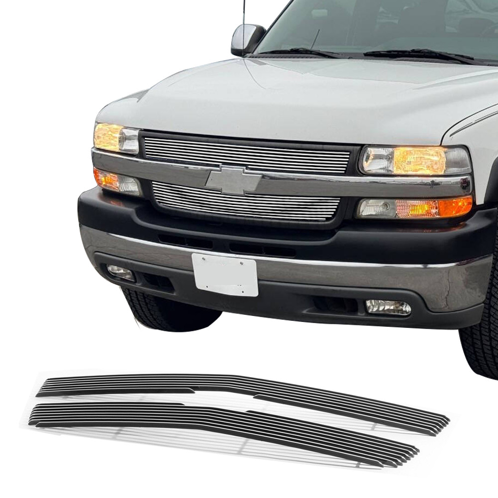 Silver Upper Billet Grill Cover Fits 2001-2002 Chevy Silverado 2500HD/3500 Grill Silver Upper Billet Grill Cover Fits 2001-2002 Chevy Silverado 2500HD/3500 Grill