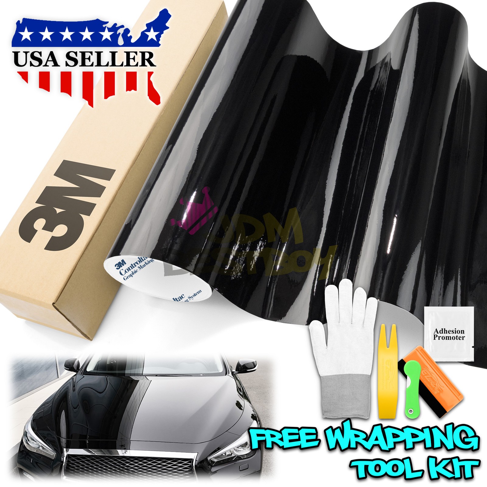 Genuine 3M Gloss Black Vinyl Wrap Car Auto Sticker Film Decal Bubble Free Sheet