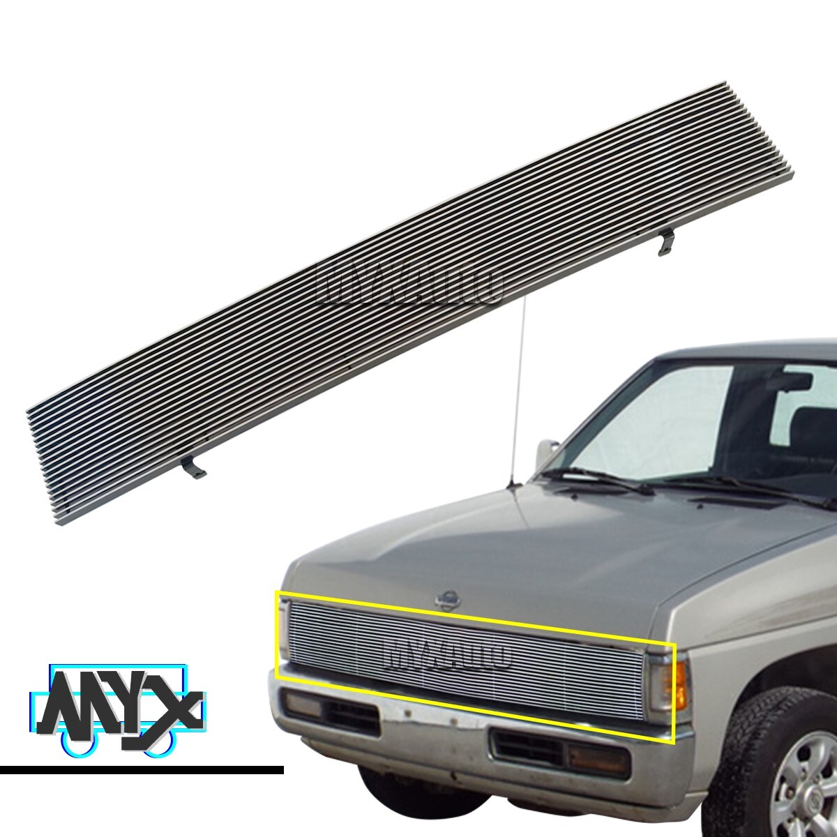 Polished Billet Grille Fits 1986-1997 Nissan Pickup Phantom Main Upper Grill