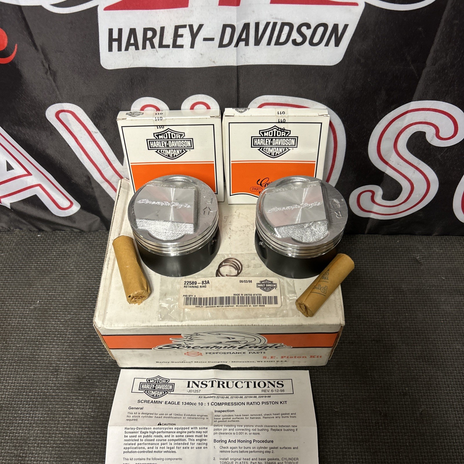 NOS HARLEY Screamin Eagle Piston Kit 22194-98 FXR FLH FLT 10-1 .030 OS EVOLUTION