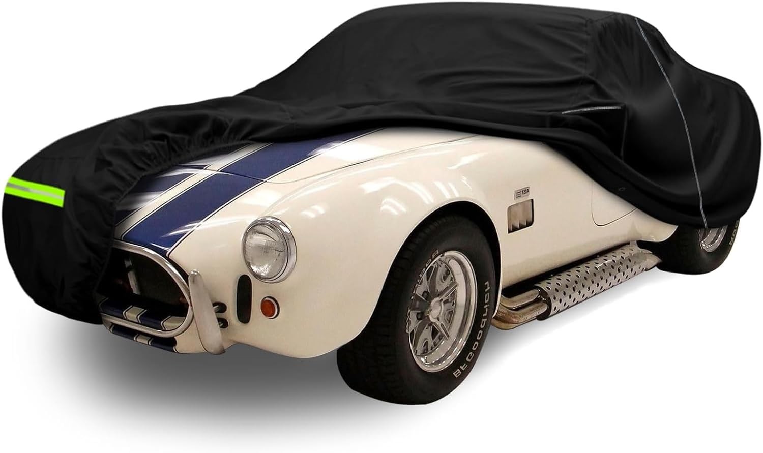Black Waterproof Car Cover for 1962-1967 AC Shelby Cobra 289 427 with Zipper & L