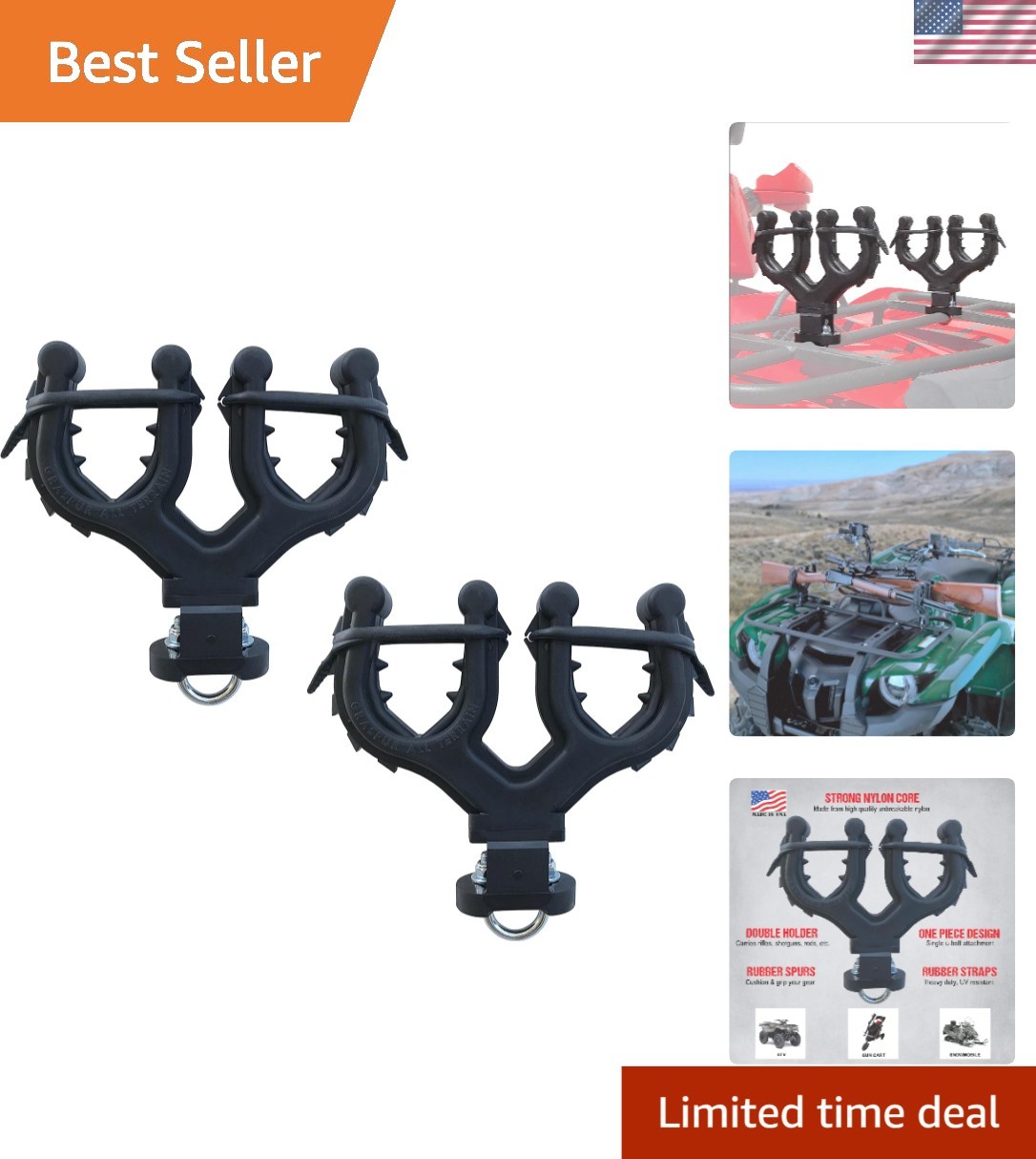 150 lb Capacity Graspur Double ATV Gun & Bow Rack - Ideal for Hunting & Fishing