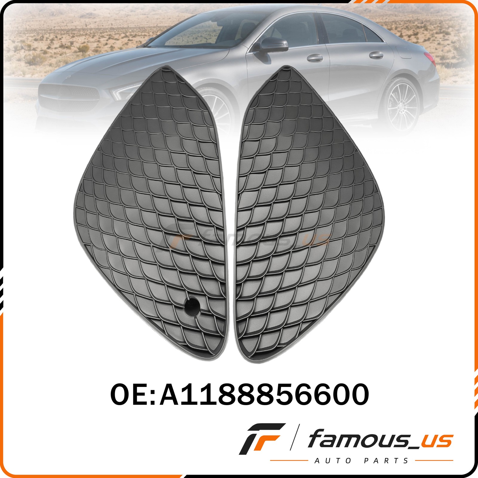 Left & Right Front Bumper Grille-Side Cover For 2019-2023 Mercedes Benz CLA250