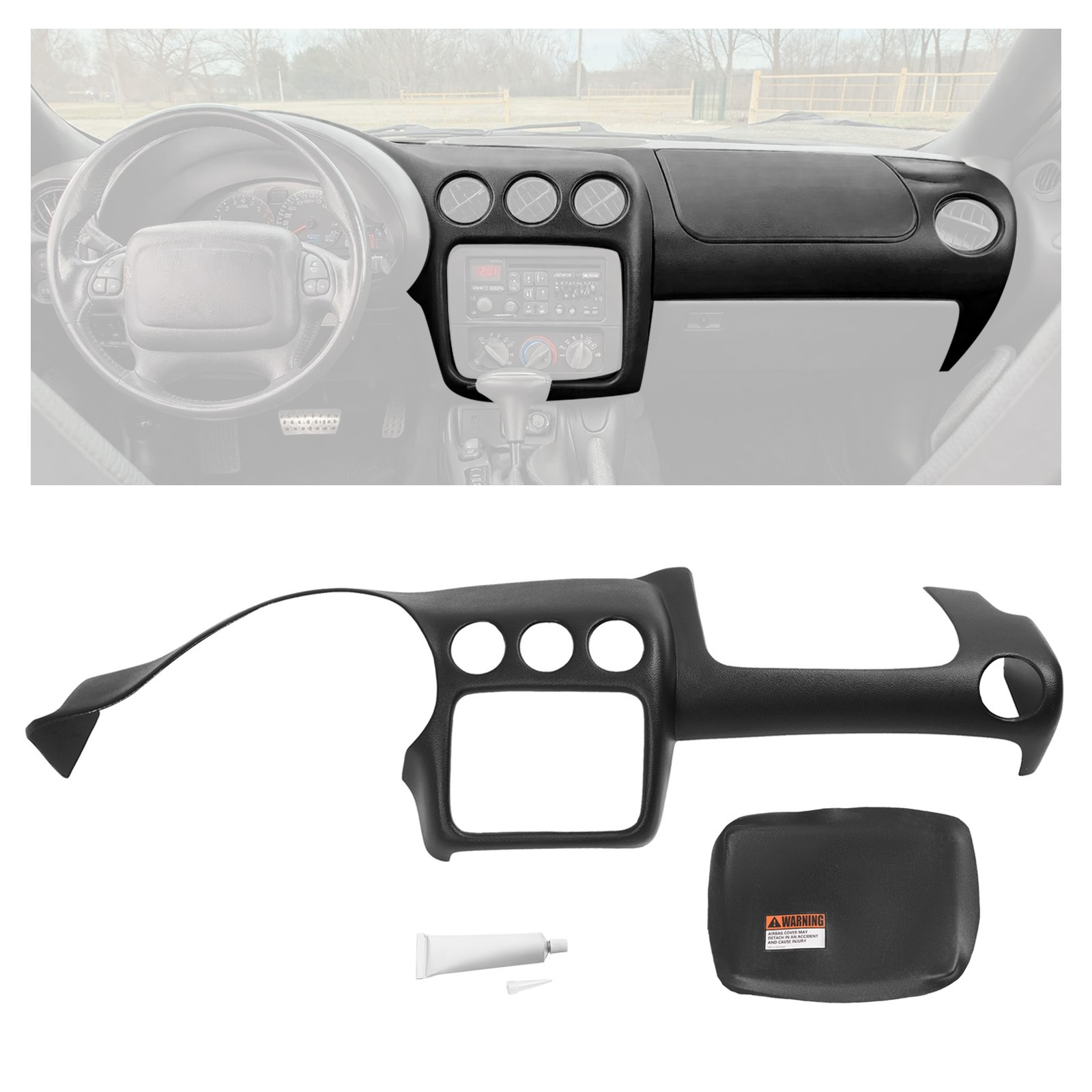 Molded Dashboard Cover Dash Cap Overlay Black For Pontiac Firebird 1997-2002
