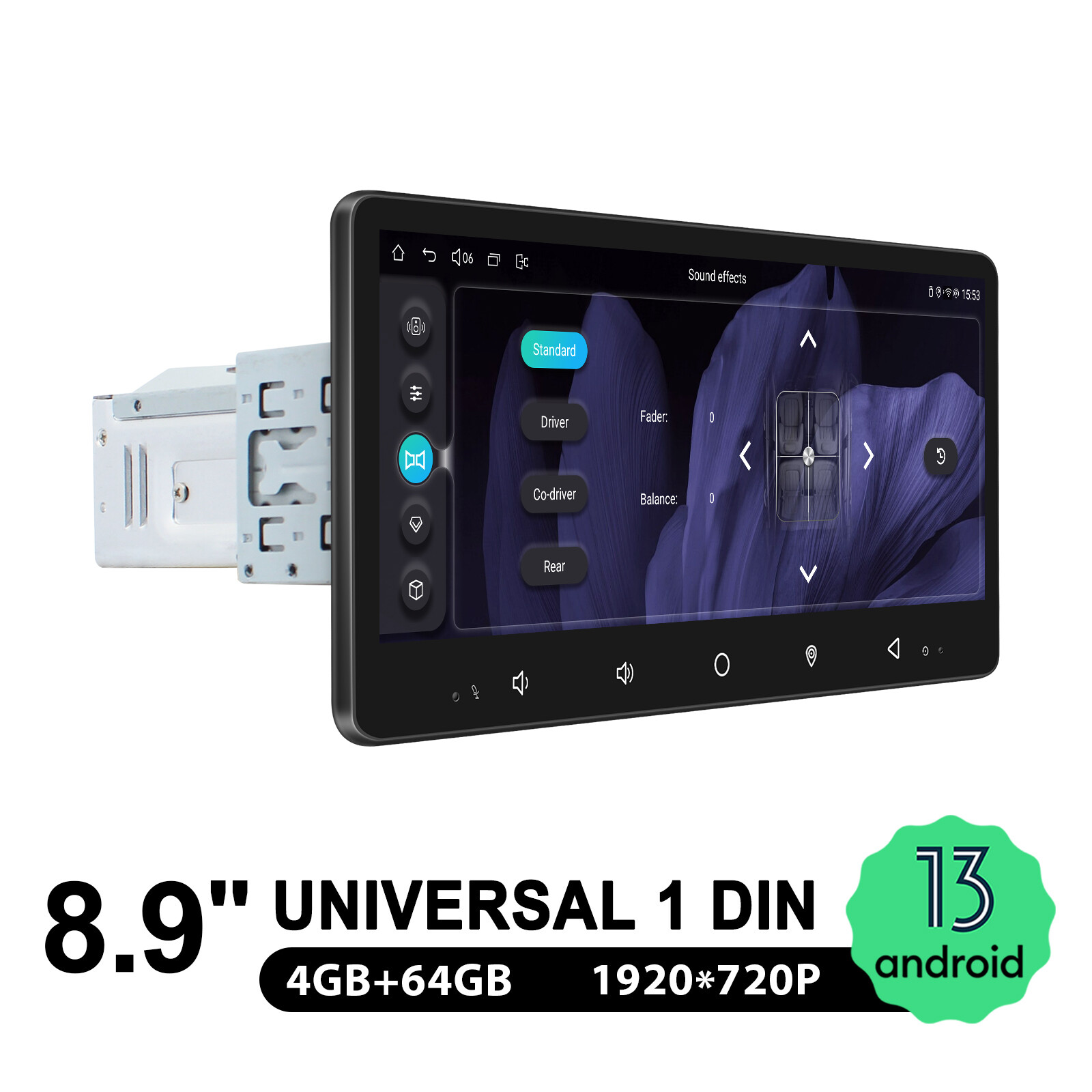 JOYING 8.9 inch Screen Head Unit Universal 1 Din Android 13 Car Radio Octa Core 