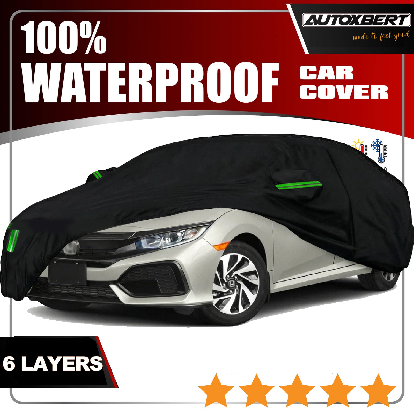 6 Layer CUSTOM FIT For HONDA CIVIC Full Car Cover Outdoor Waterproof 2000-2026
