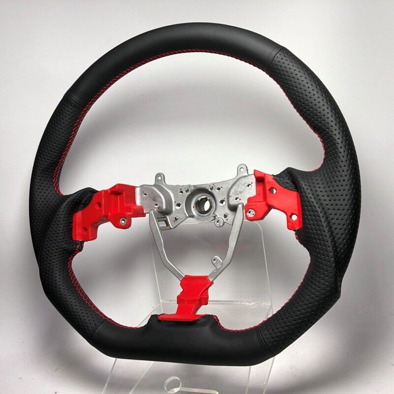 Sportive flat bottom Black leather steering wheel Lexus 2IS IS250 IS350 ISF RED