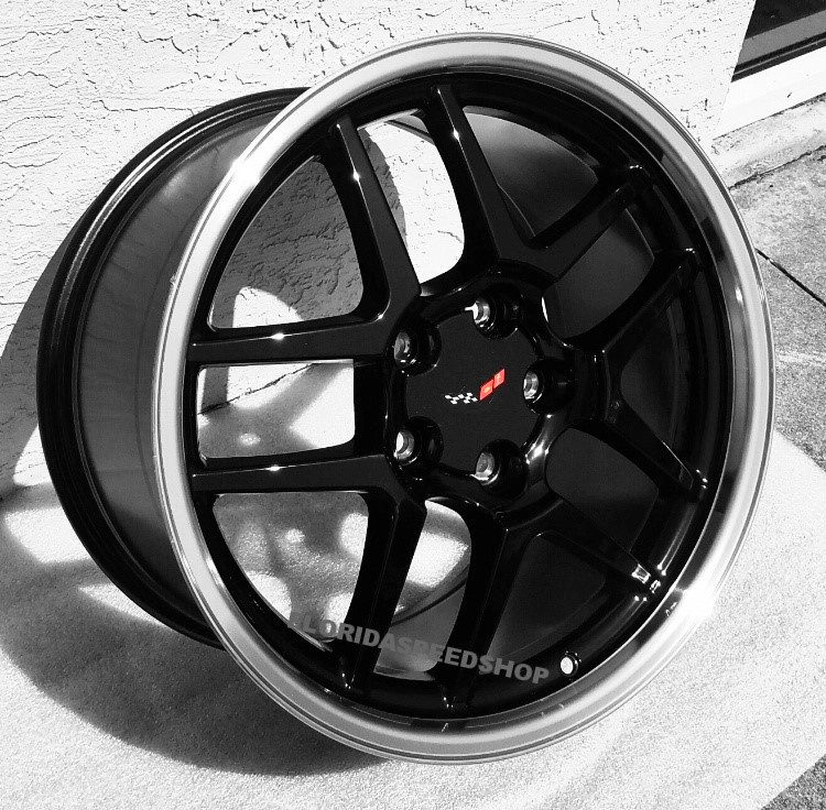 C5 Z06 Black/Machined Lip  Corvette wheels  FITS: 1997-2004 C5 CORVETTE  17/18