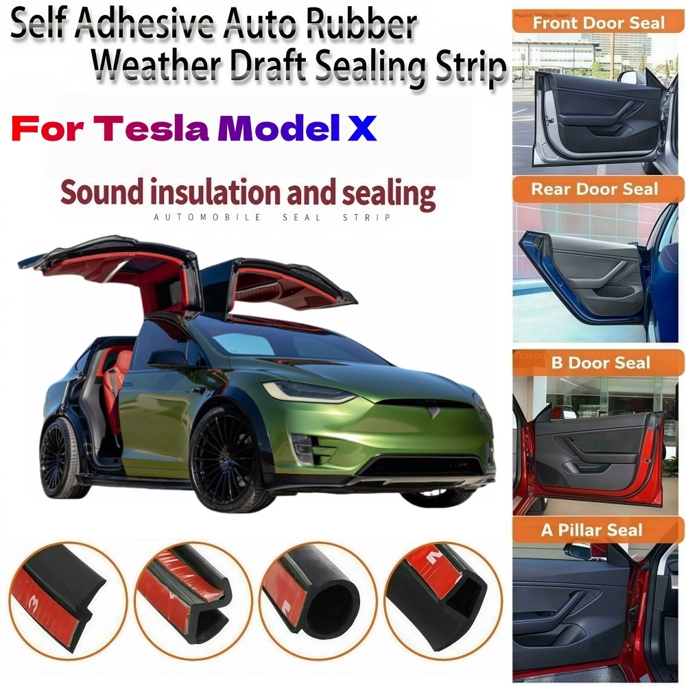 Door Rubber Seal Strips Weather Draft Wind Noise Reduction j For Tesla Model X
