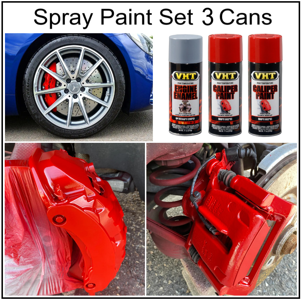 Red Spray Paint Brake Caliper Rotor Drums Engine Restore +Primer Coating 3 Cans
