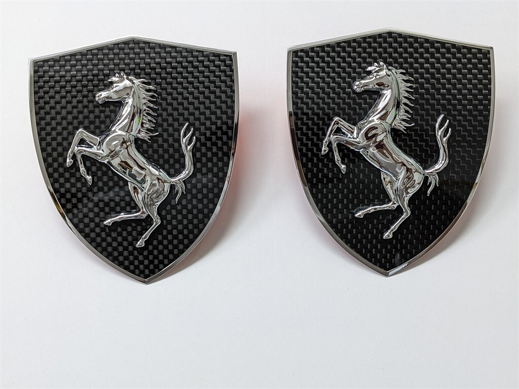 Ferrari 360 365 Carbon Fiber Fender Shield Badge Emblem Set