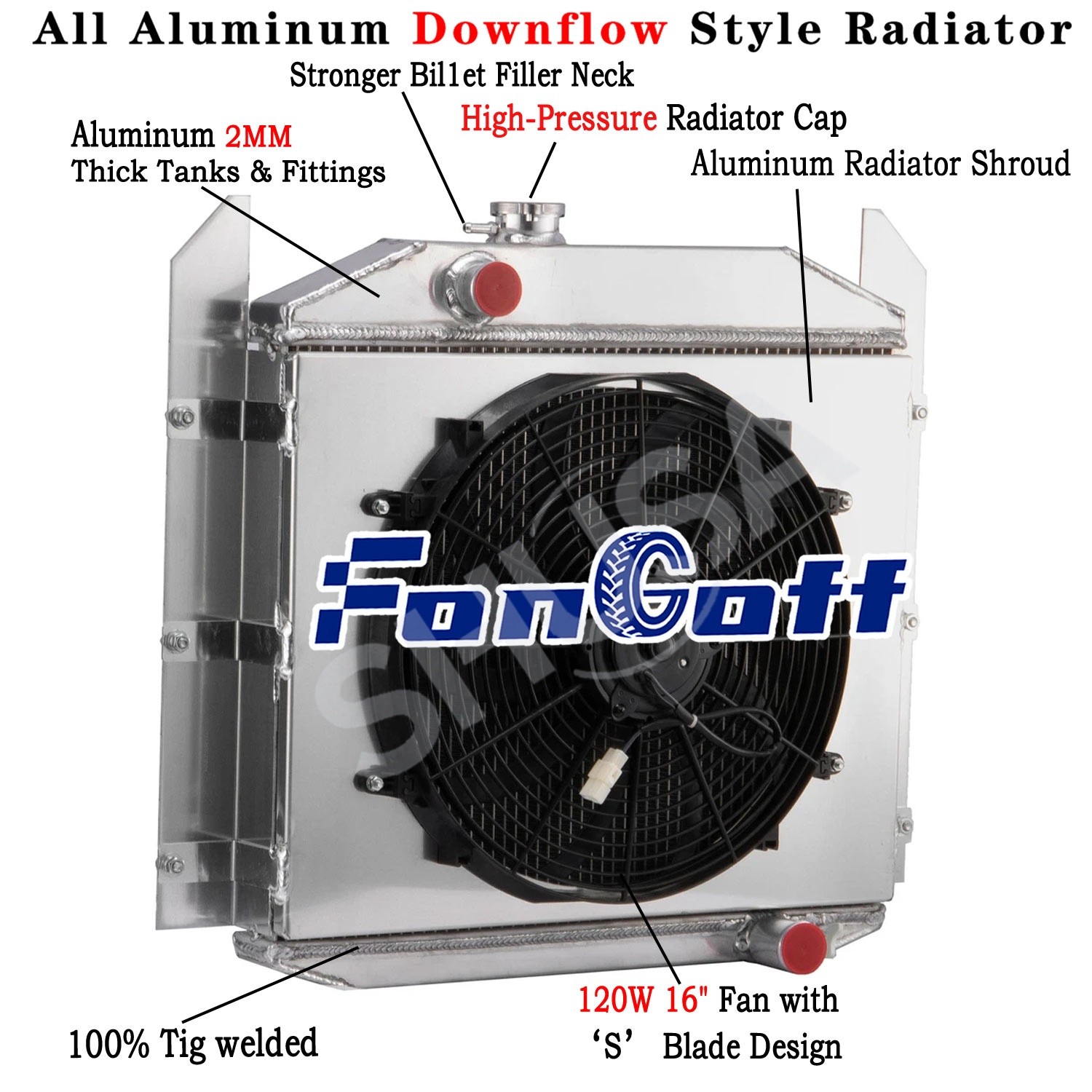 3 Row Radiator&Shroud Fan For 1949-52 Studebaker 2R6 2R10/2R11 2R14 2R17 L6 4.0L